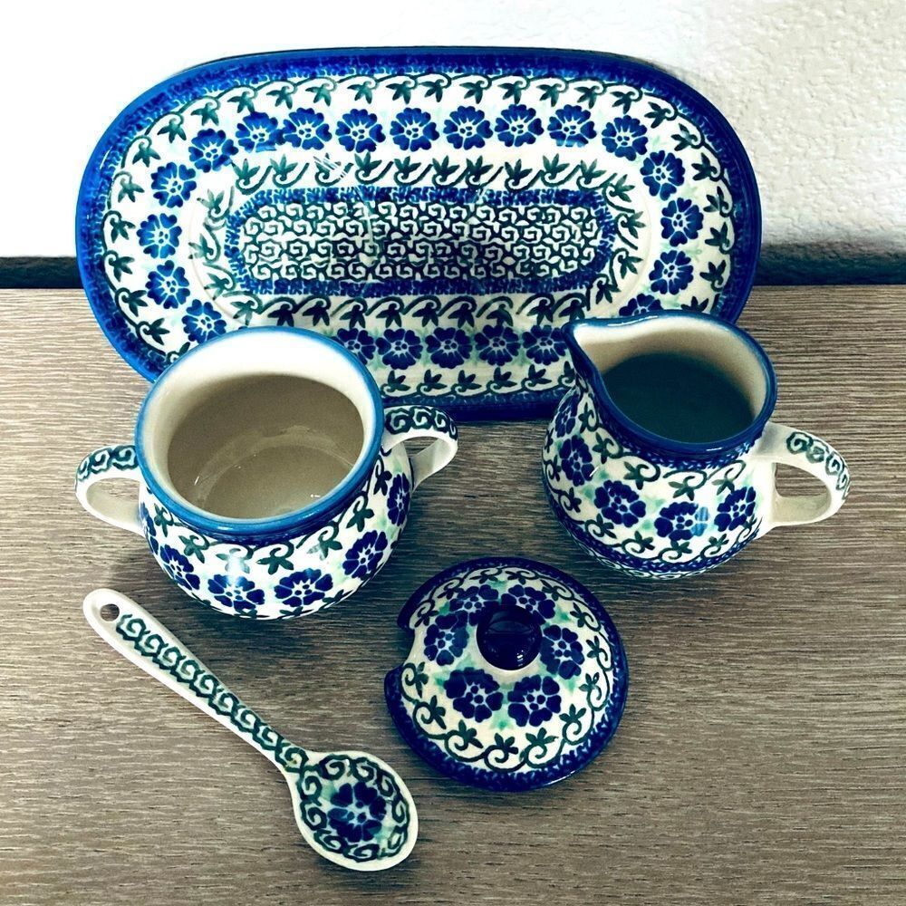 Boleslawiec 5-pc Polish Pottery Coffee Tea Service Set